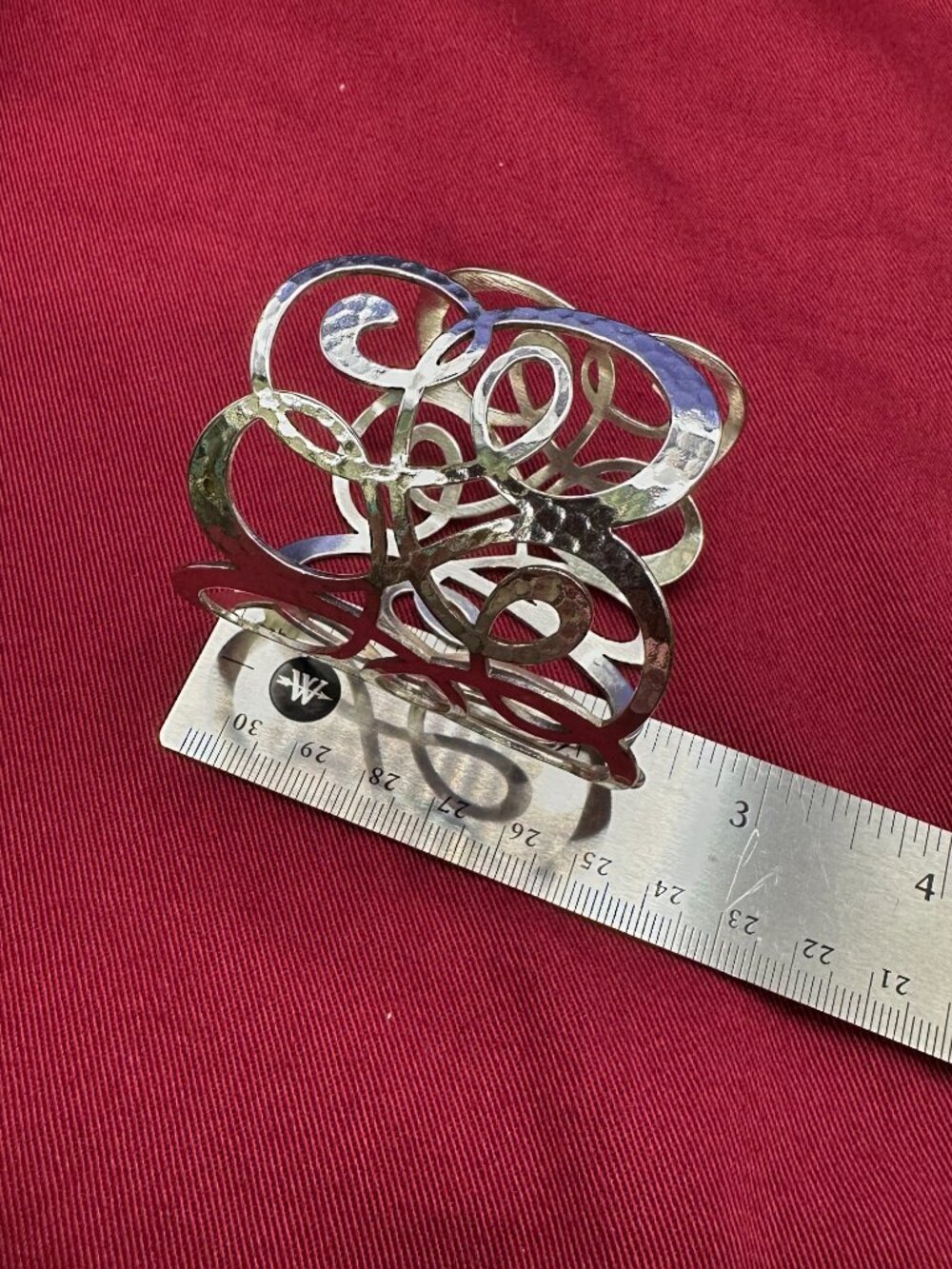 Brighton “Skribbel” Wide Hammered Silver Cuff Bracelet Swirl Design - Picture 14 of 14